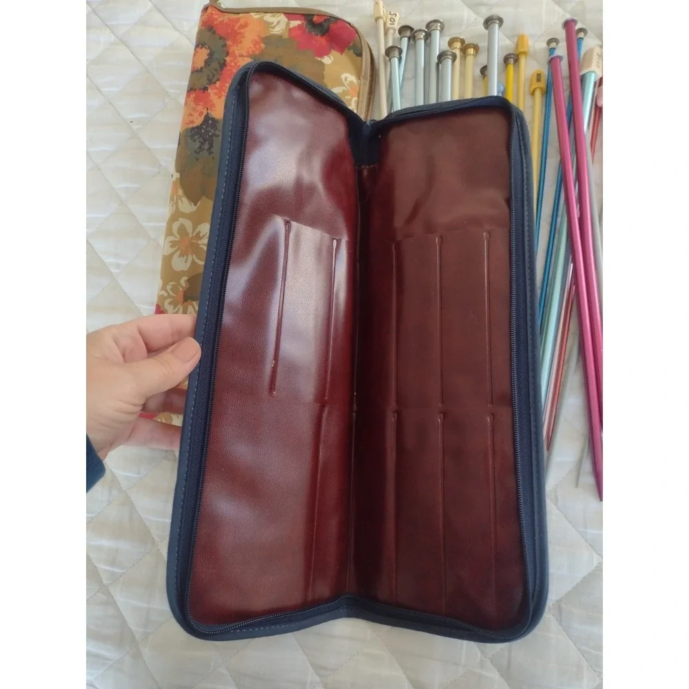Vtg Knitting Needle Case Lot Of 23 Mixed Sz Craft Supply 70s 80s Floral